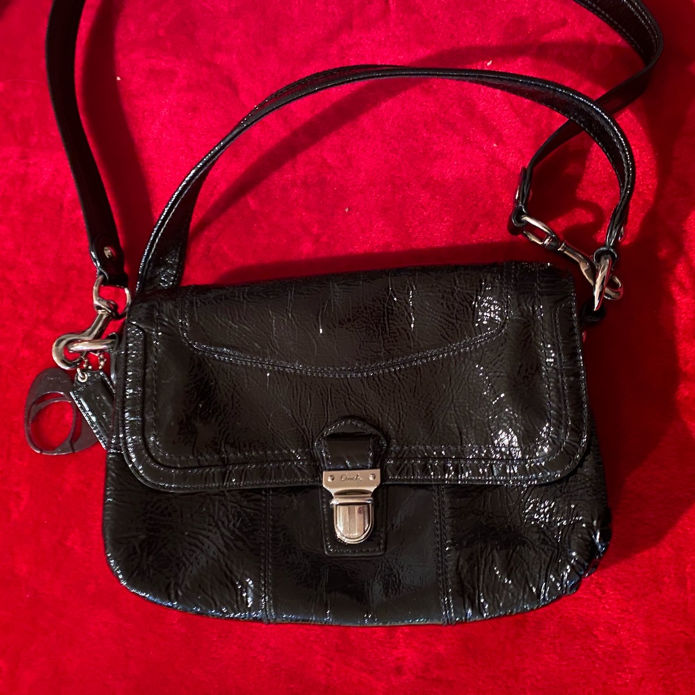 Coach Poppy black Front Flap Handbag